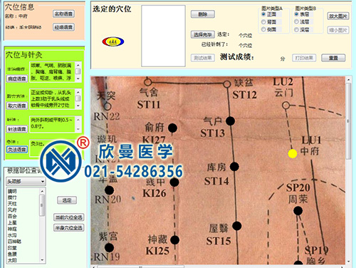 經(jīng)穴學及針刺仿真訓(xùn)練系統(tǒng)軟件界面
